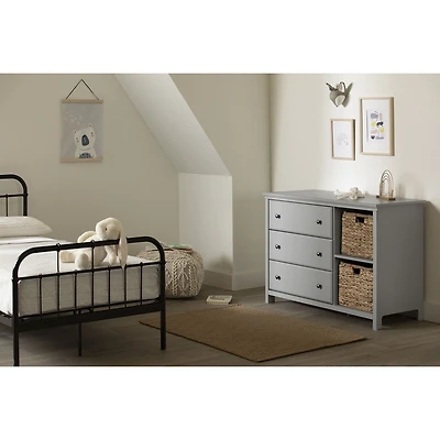 Cotton Candy 3-Drawer Dresser with Storage Baskets by South Shore Furniture - Soft Grey