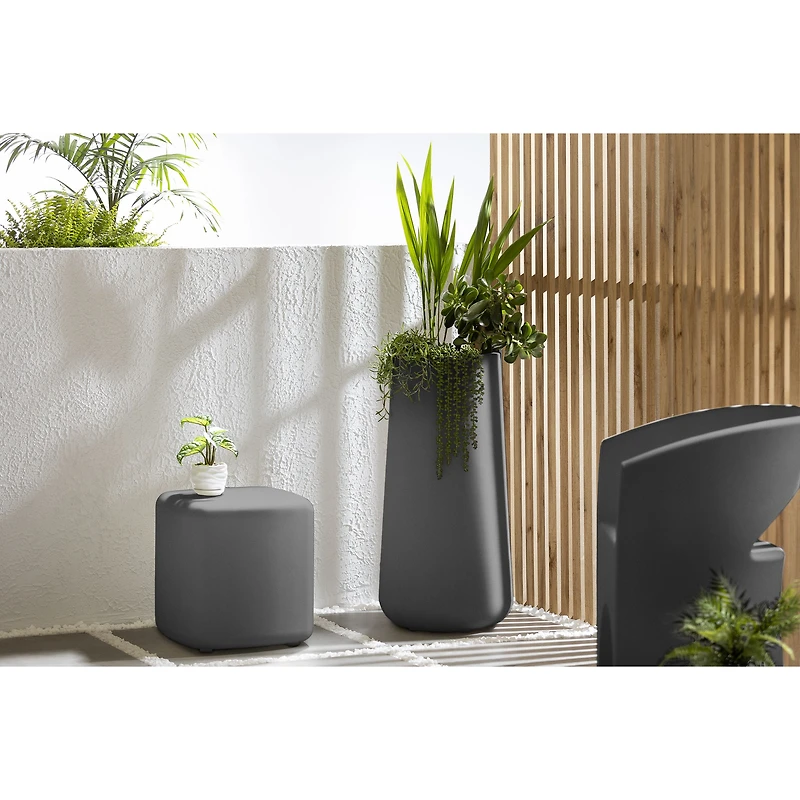 Dalya Tall Outdoor Pot Planter Dark Grey by South Shore Furniture