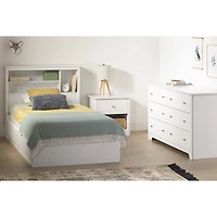 Vito Twin Mates Platform Storage Bed with 3 Drawers - White