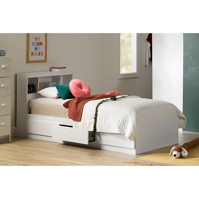 Reevo Twin Mates Bed With Bookcase Headboard Set