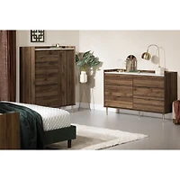 Hype 6-Drawer Double Dresser Natural Walnut and Faux Carrara Marble by South Shore Furniture