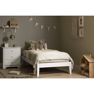 Vito Twin Solid Wood Platform Bed - White