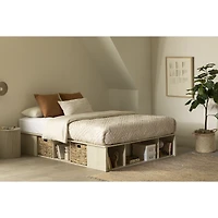 Avilla Storage Platform Bed With Wicker Baskets - Beige