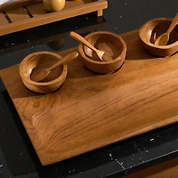 Teak Wood Aperitif Board with Bowls  