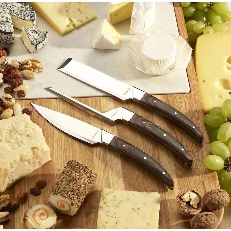 Caseus Japanese Steel Cheese Knife Set with Dark Stamina Wood Handle