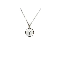 Luenzo Stainless Steel Initial Necklace "Y" with Mother of Pearl Inlay