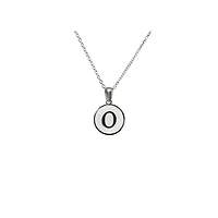 Luenzo Stainless Steel Initial Necklace "O" with Mother of Pearl Inlay