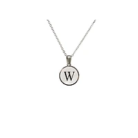 Luenzo Stainless Steel Initial Necklace "W" with Mother of Pearl Inlay