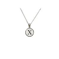 Luenzo Stainless Steel Initial Necklace "X" with Mother of Pearl Inlay