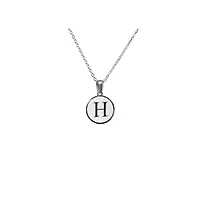 Luenzo Stainless Steel Initial Necklace "H" with Mother of Pearl Inlay