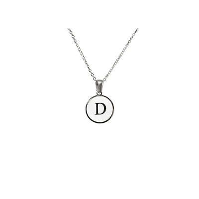 Luenzo Stainless Steel Initial Necklace "D" with Mother of Pearl Inlay