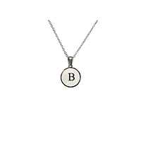 Luenzo Stainless Steel Initial Necklace "B" with Mother of Pearl Inlay