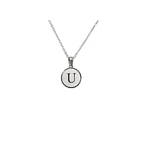 Luenzo Stainless Steel Initial Necklace "U" with Mother of Pearl Inlay