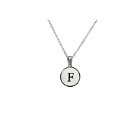 Luenzo Stainless Steel Initial Necklace "F" with Mother of Pearl Inlay