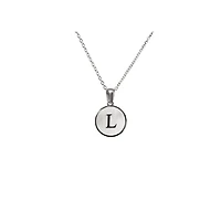 Luenzo Stainless Steel Initial Necklace "L" with Mother of Pearl Inlay