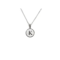Luenzo Stainless Steel Initial Necklace "K" with Mother of Pearl Inlay