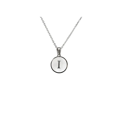 Collier initiale en acier inoxydable « I » avec incrustation de nacre par Luenzo