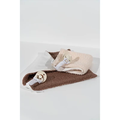 Sherpa Pacifier Blankets, Set of 2 - Brown & Cream