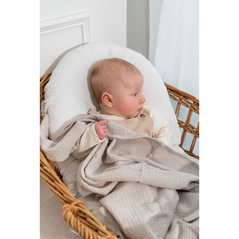Baby Blankets, Set of 2 - White & Taupe