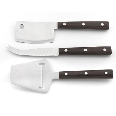 Reggio Japanese Steel Cheese Knife Set with Dark Stamina Wood Handle