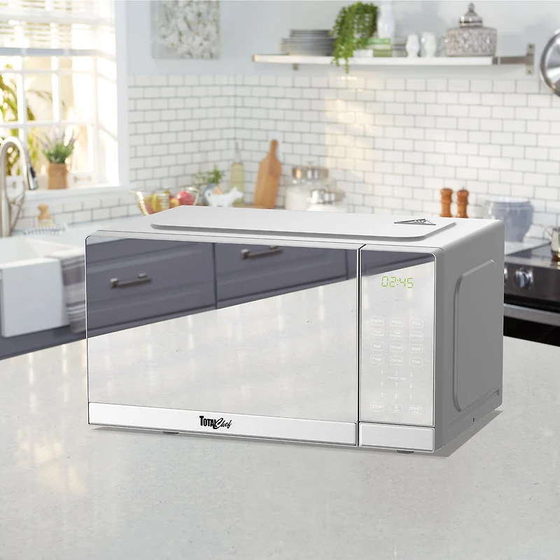 Total Chef Compact Digital Touch Microwave Oven in Stainless Steel