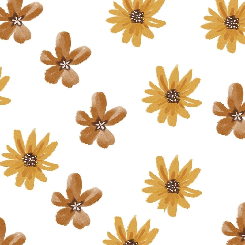 Mustard and brown flower wall decals