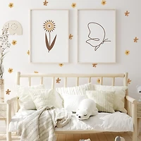 Mustard and brown flower wall decals