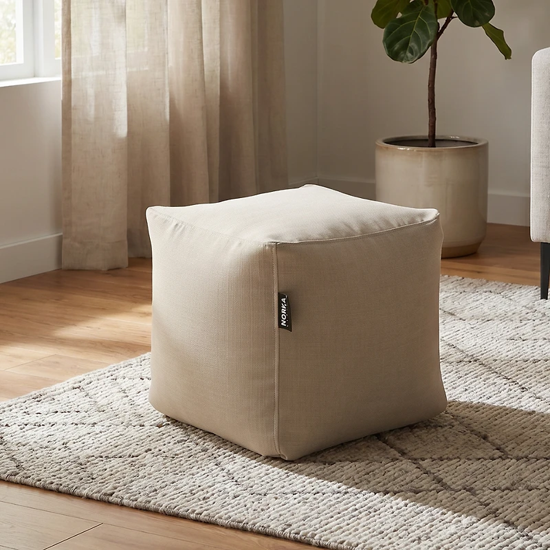 Canvas Square Ottoman - Beige