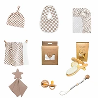 Deluxe Beige Checkered Bed&Bath Gift Bundle by Beba