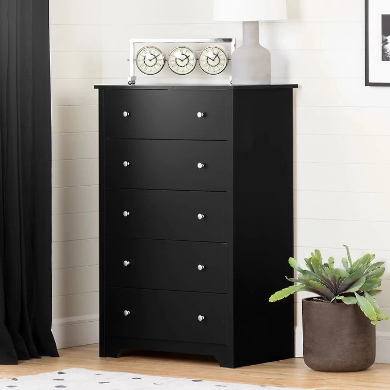 Vito 5-Drawer Chest - Black