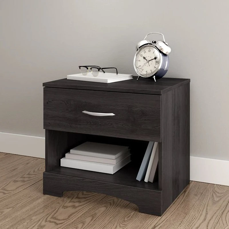 Step One 1-Drawer Nightstand With Storage - Grey