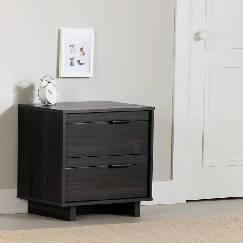 Fynn 2-Drawer Nightstand With Storage - Grey