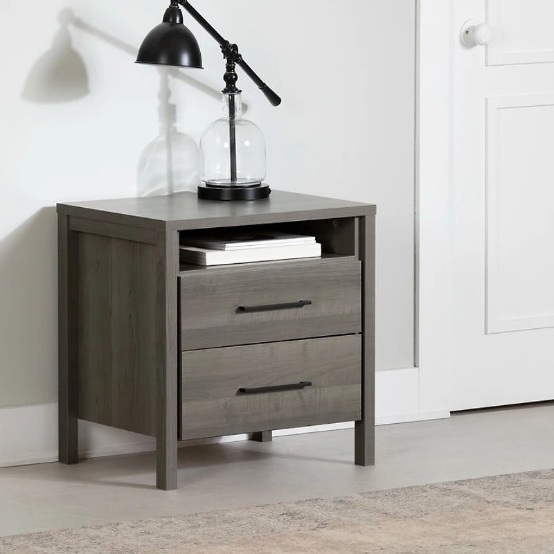 Gravity 2-Drawer Nightstand - Grey