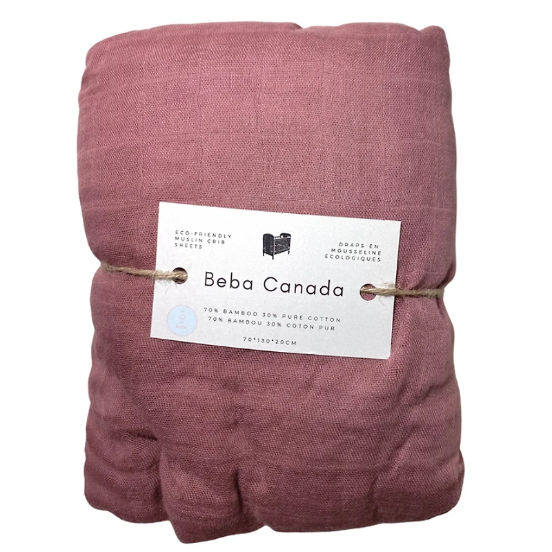 Bamboo Muslin Fitted Crib Sheet - Burgundy by Beba