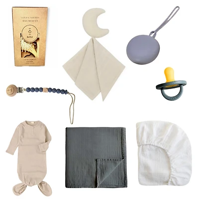 Newborn Beige and Grey Pure Baby Bundle gift set by Beba