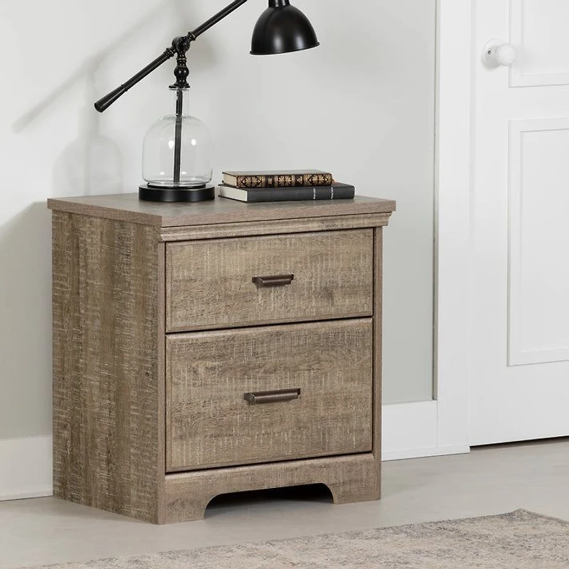 Versa 2-Drawer Nightstand With Storage - Brown