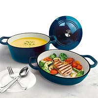 JS GOURMET Casseroles en fonte émaillée empilables, ensemble de 3