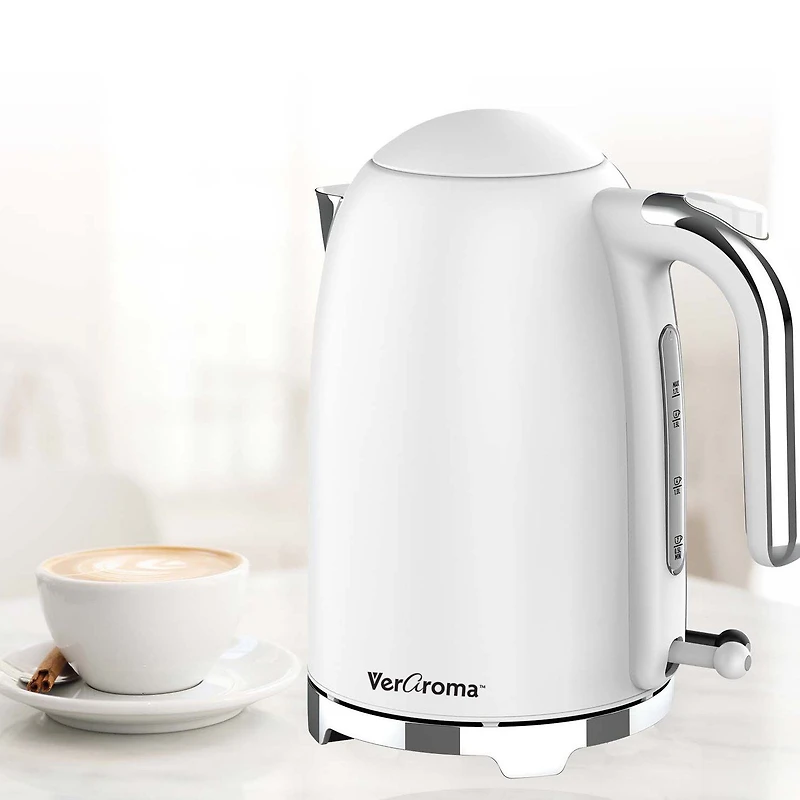 Veraroma™ by JS GOURMET  Slim Electric Stainless Steel Kettle - White, 1.7L 