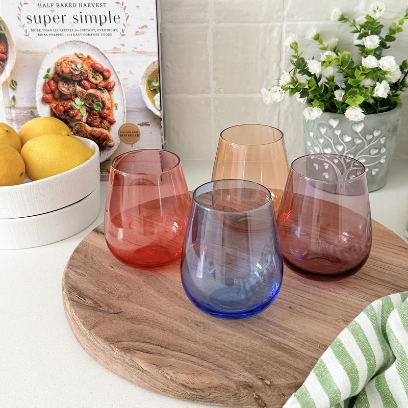 Set of 4 Coloured Stemless Glass