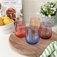 Set of 4 Coloured Stemless Glass