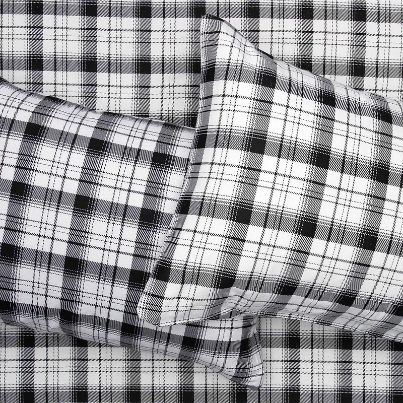 Black Check Flannel Sheet Set