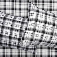 Black Check Flannel Sheet Set