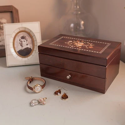 Mele and Co Brynn Finish Wooden Jewellery Box - Walnut