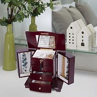 Mele and Co Waverly Finish Glass Top Wooden Watch Box - Cherry