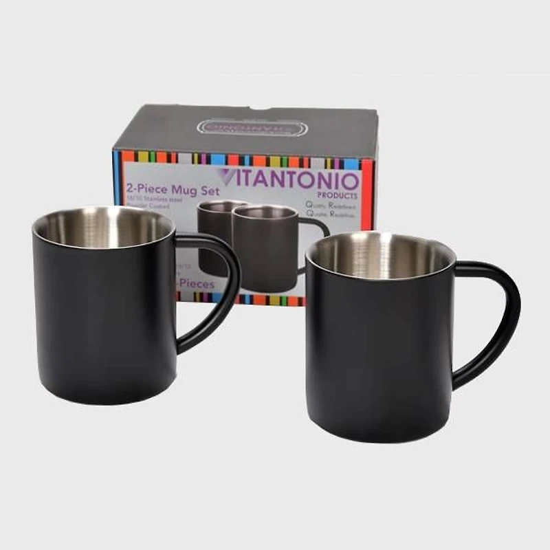 Stainless Steel Cappuccino Mugs, Set of 2