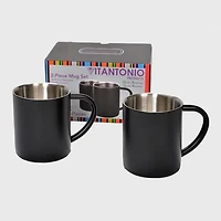 Stainless Steel Cappuccino Mugs, Set of 2