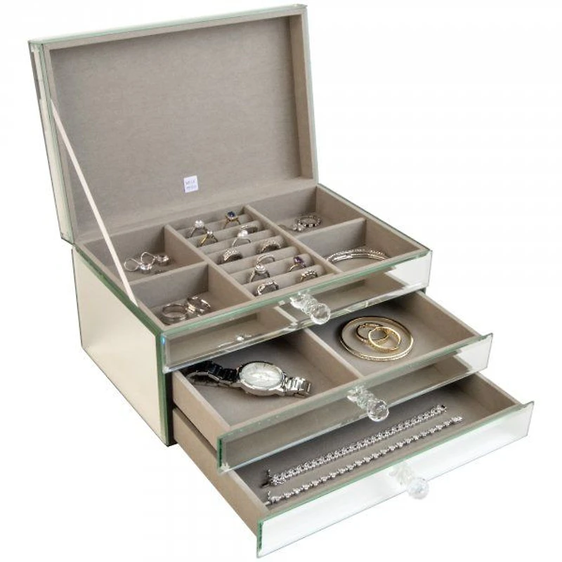 Mele and Co Maxine Glass Jewellery Box - Mirrored