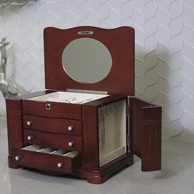 Mele and Co Rita Finish Wooden Jewellery Box - Mahogany