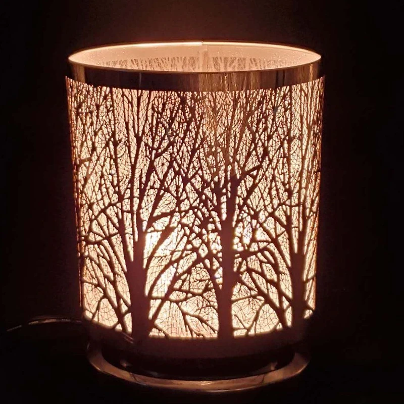 Lampe de table ovale forêt à capteur tactile - Argent