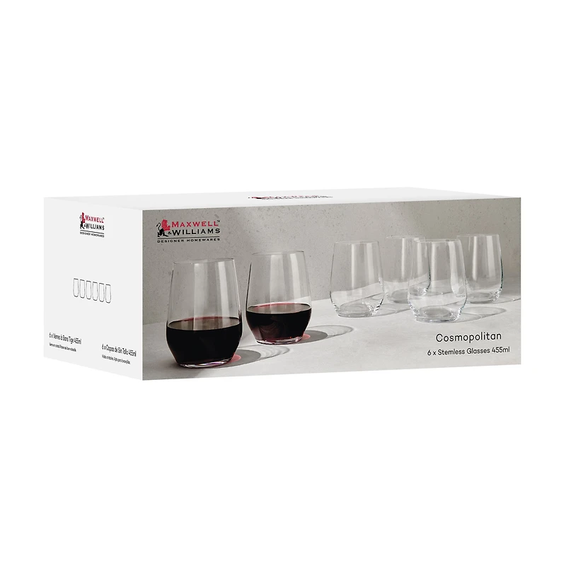 Ensemble de 6 verres à vin sans pied « Cosmopolitan » - 455 ml par Maxwell & Williams